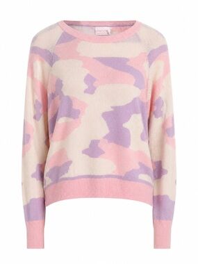 Brodie cashmere Pink & Lavender Camouflage Crewneck Sweater 100% cashmere